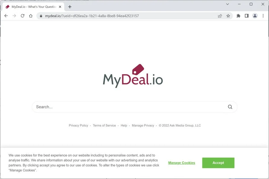 Image: Mydeal.io browser redirect