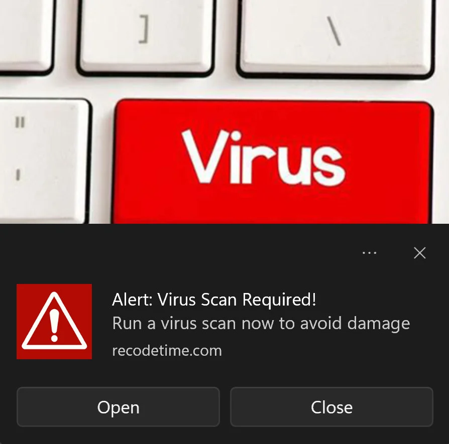 Image: Alert Virus Scan Required Pop-up Ads