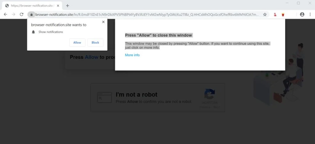 How To Remove "Press Allow to close this window" Pop-up Scam 1 Image: Press Allow to close this window Scam