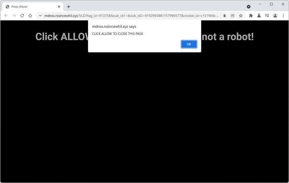 Remove Rssincewhil.xyz pop-up ads (Virus Removal Guide) 1 Image: Chrome browser is redirected to Rssincewhil.xyz
