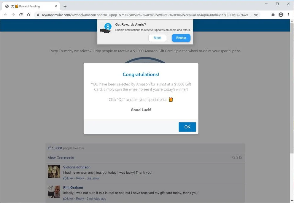 Remove Rewardcircular.com pop-up ads (Virus Removal Guide) 1 Image: Chrome browser is redirected to Rewardcircular.com