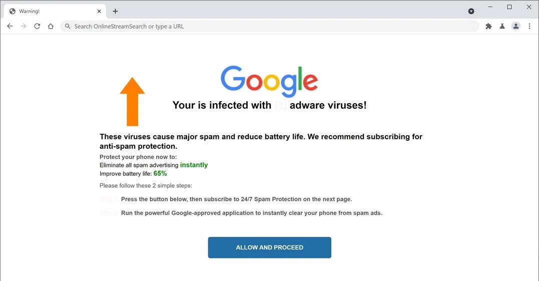 Image: Chrome browser is redirected to Nomore-spam.com