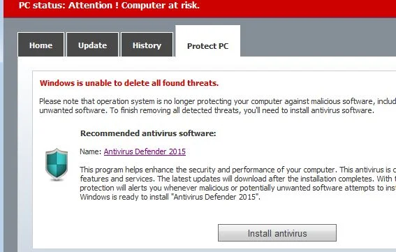 Antivirus Defender 2015 pop-up virus