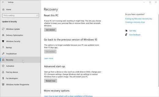 TheAnonymousGlobal Ransomware Virus - What You Need to Know 9 Recovery window in Windows 10