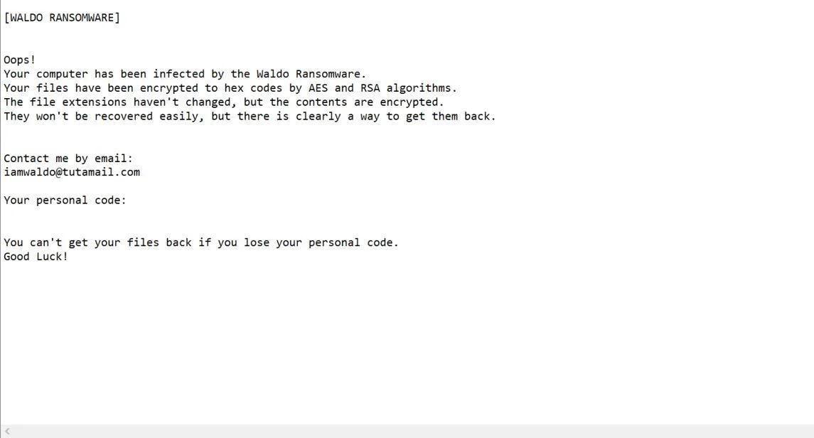 Image: Waldo ransomware
