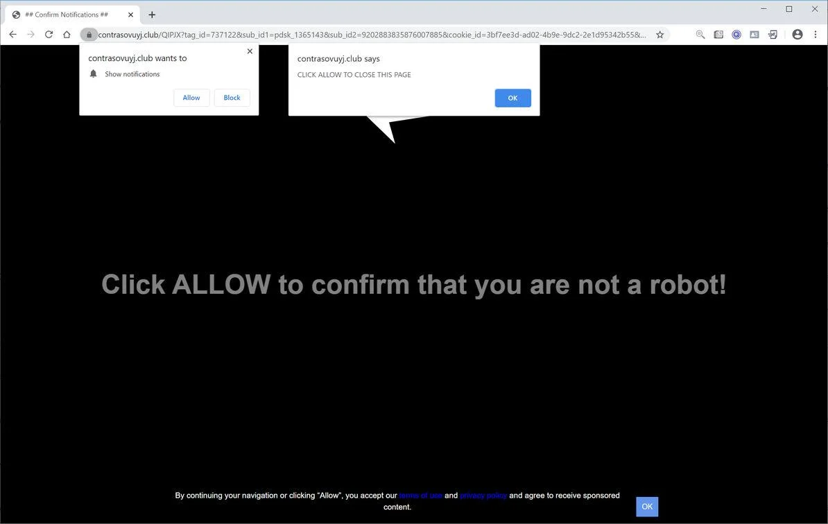 Remove Contrasovuyj.club pop-up ads (Virus Removal Guide) 1 Image: Chrome browser is redirected to Contrasovuyj.club