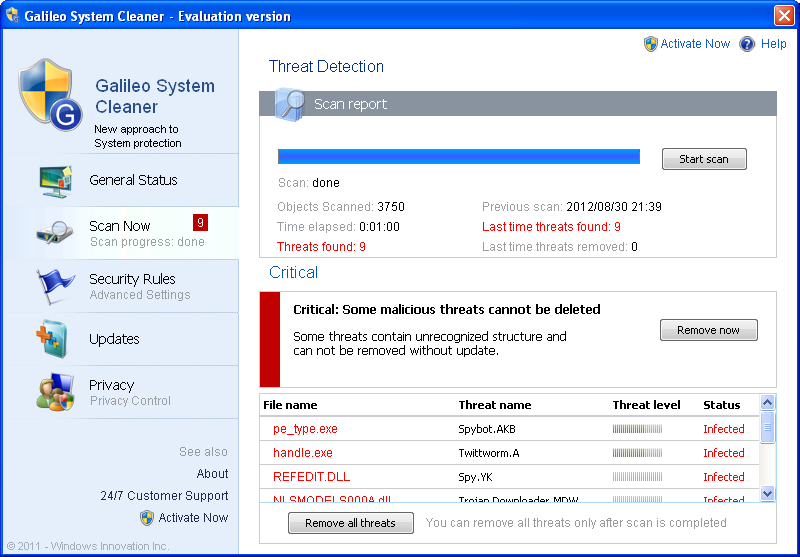 Galileo System Cleaner virus