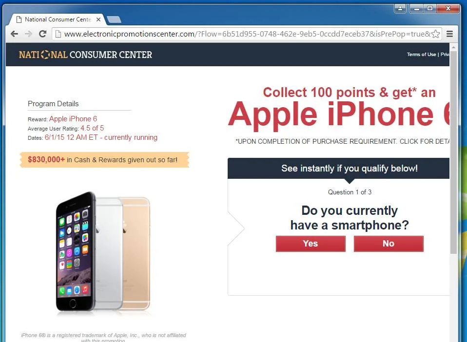 How To Remove "National Consumer Center" Pop-up Scam 1 National Consumer Center redirect