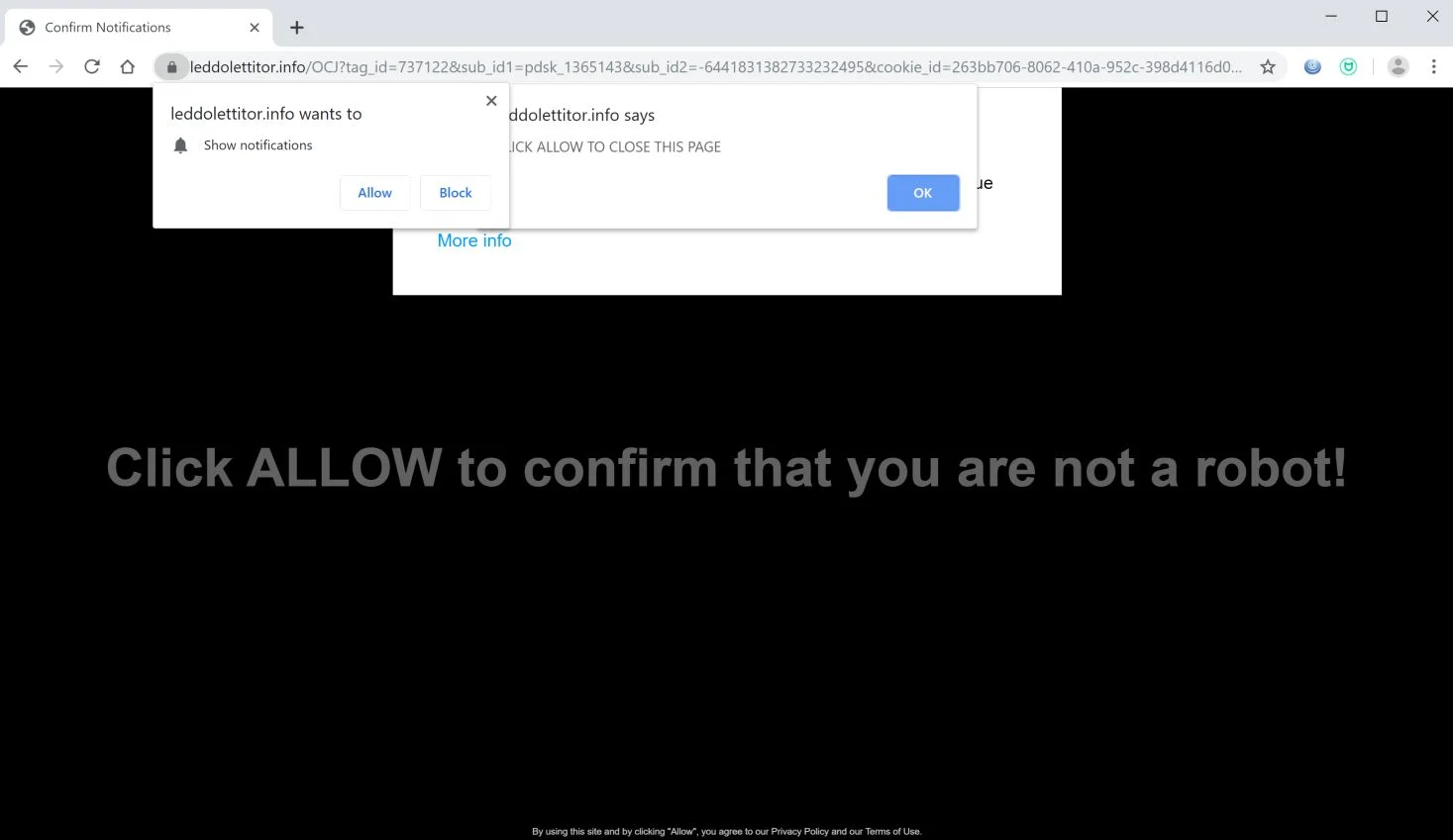 How to remove Leddolettitor.info pop-up ads (Virus Removal Guide) 1 Image: Chrome browser is redirected to Leddolettitor.info