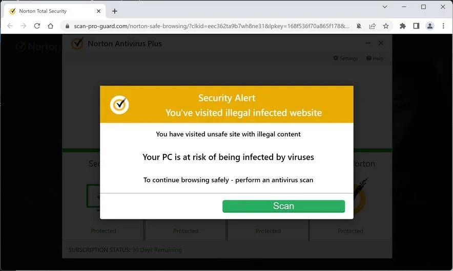 Image: Scan-pro-guard.com browser hijacker