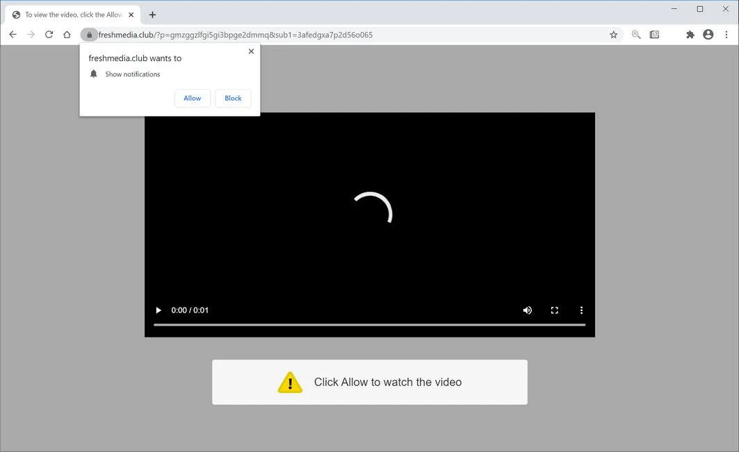 Remove Freshmedia.club pop-up ads (Virus Removal Guide) 1 Image: Chrome browser is redirected to Freshmedia.club