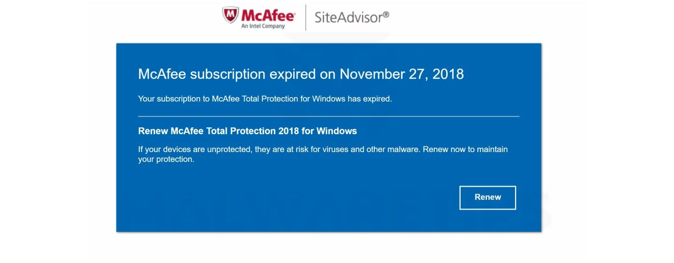 Siteadvisorwin.com McAfee Scam