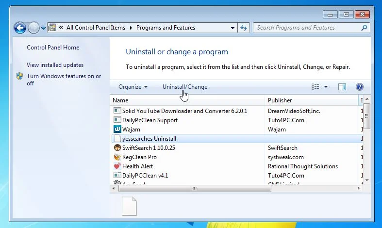 Uninstall YesSearches from Windows Remove YesSearches from Windows