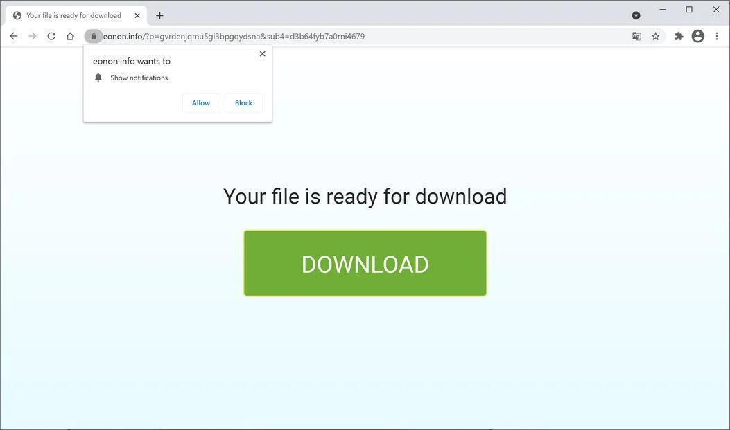 Remove Eonon.info pop-up ads (Virus Removal Guide) 1 Image: Chrome browser is redirected to Eonon.info