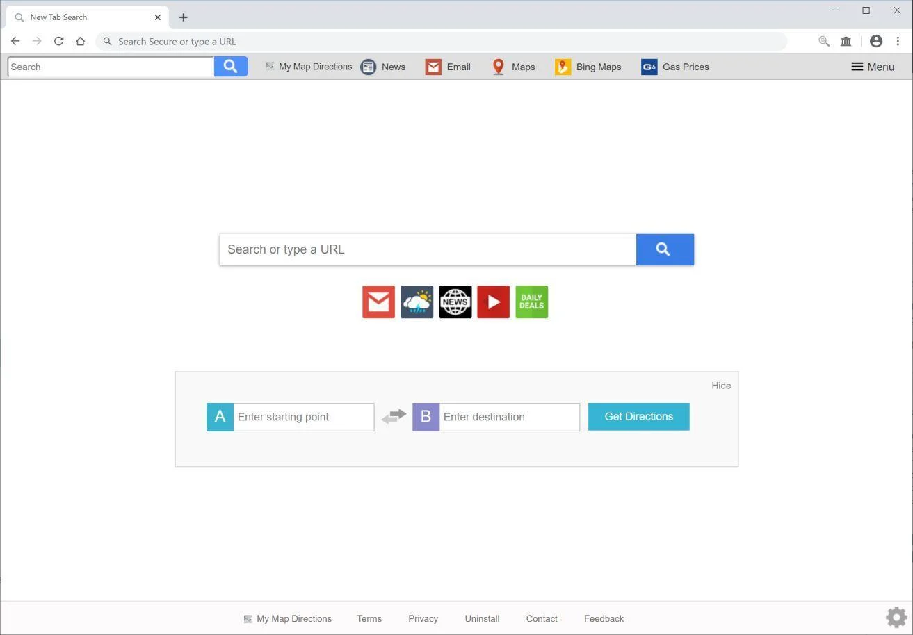 Remove My Map Directions browser hijacker (Virus Removal Guide) 1 Image: Chrome browser is redirected to My Map Directions