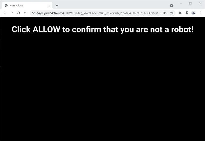 Remove Yarriedstron.xyz pop-up ads (Virus Removal Guide) 1 Image: Chrome browser is redirected to Yarriedstron.xyz