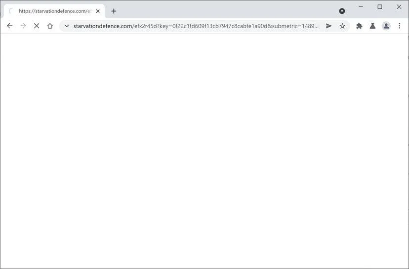 Image: Chrome browser is redirected to Starvationdefence.com