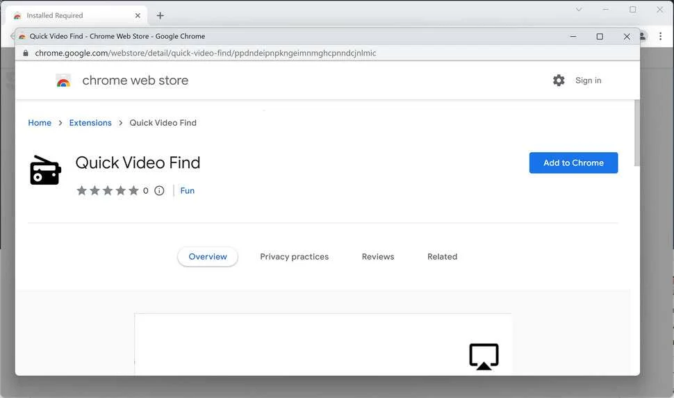 Image: Quick Video Find Chrome Extension