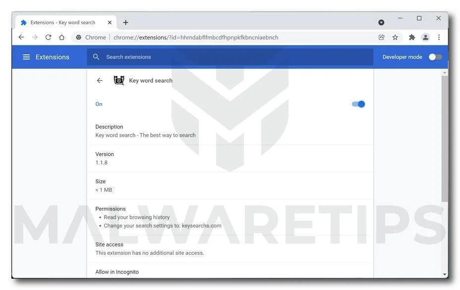  Image: Key Word Search Chrome extension