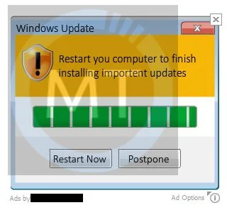 Restart your computer to finish installing important updates virus