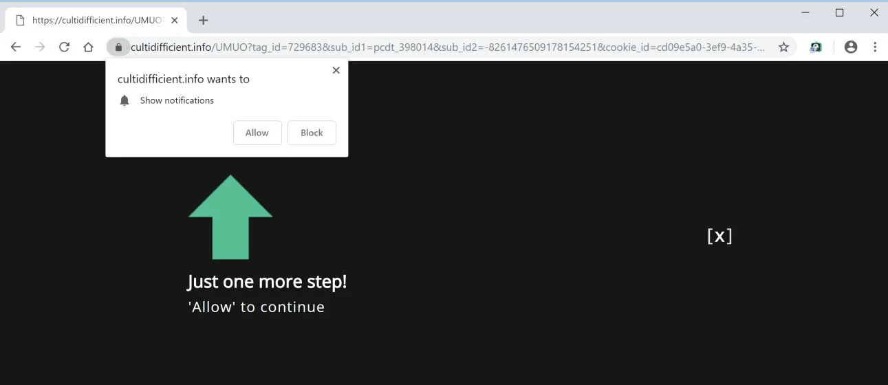 Cultidifficient.info redirect virus