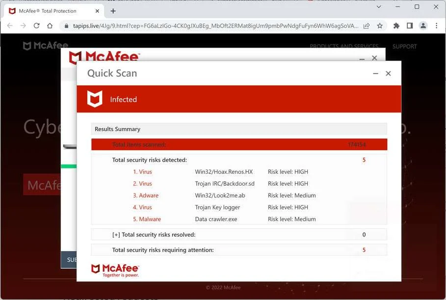 Image: Chrome browser is redirected to Tapips.live