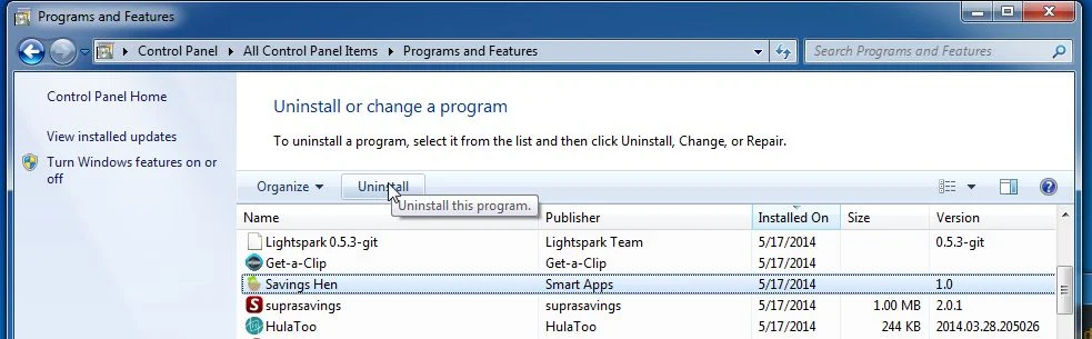 [Image: Uninstall Get-A-Clip program from Windows]