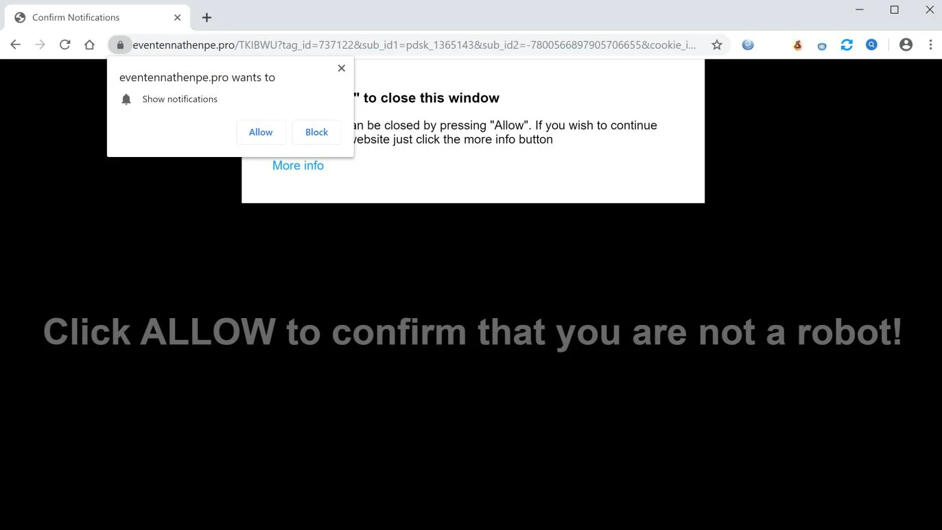 How to remove Eventennathenpe.pro pop-up ads (Virus Removal Guide) 1 Image: Chrome browser is redirected to Eventennathenpe.pro
