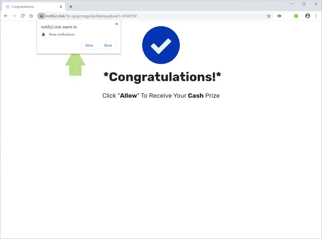 How to remove Notify2.club pop-up ads (Virus Removal Guide) 1 Image: Chrome browser is redirected to Notify2.club