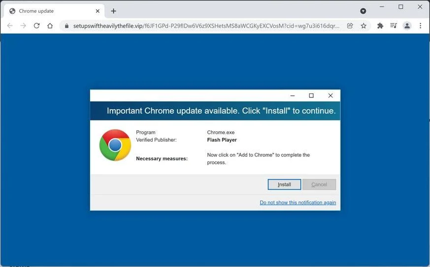 Remove Setupswiftheavilythefile.vip pop-up scam (Virus Removal Guide) 1 Image: Setupswiftheavilythefile.vip browser redirect
