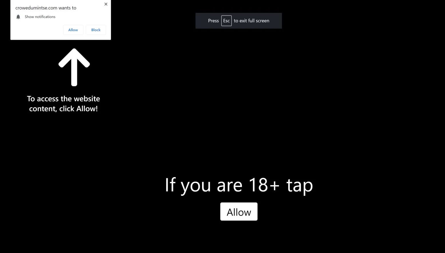 Image: Google Chrome is redirected to Crowedumintse.com