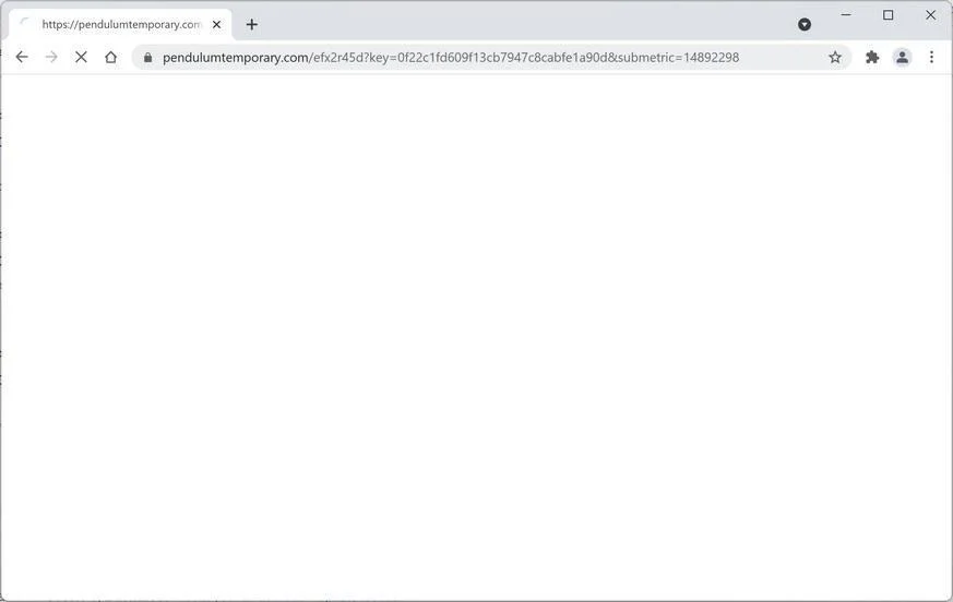 Image: Chrome browser is redirected to Pendulumtemporary.com