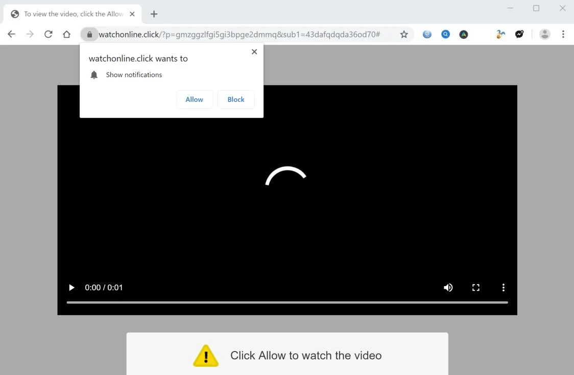 How to remove Watchonline.click pop-up ads (Virus Removal Guide) 1 Image: Chrome browser is redirected to Watchonline.click