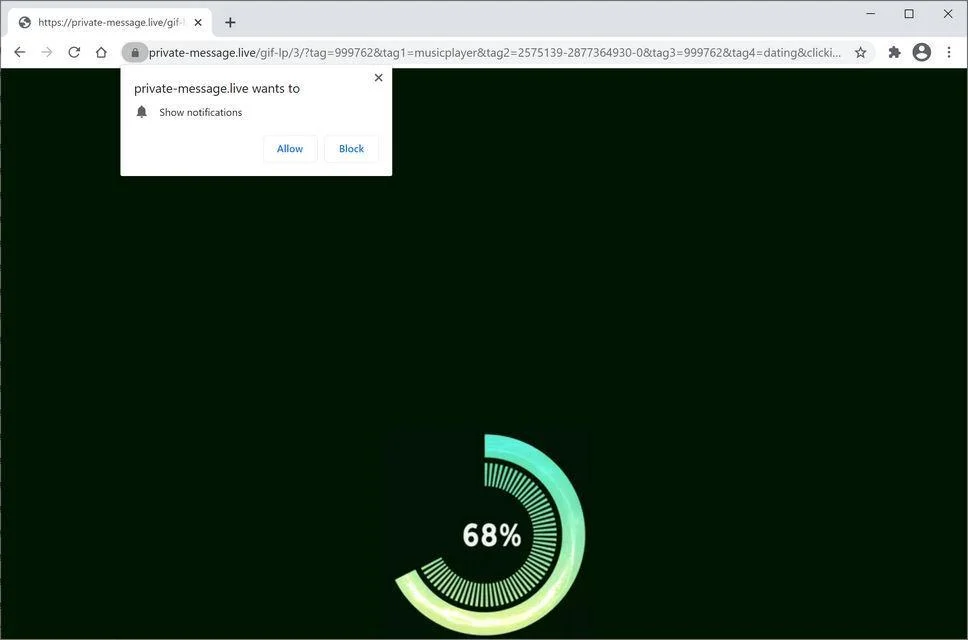 Remove Private-message.live pop-up ads (Virus Removal Guide) 1 Image: Chrome browser is redirected to Private-message.live