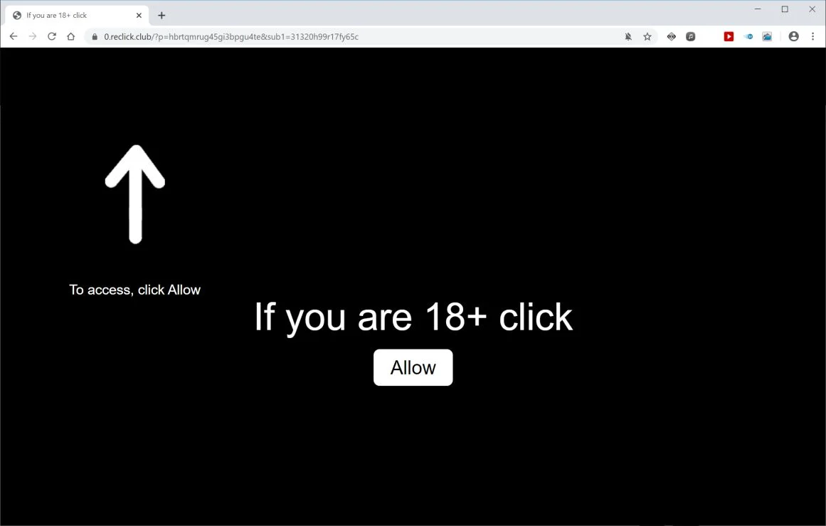 How to remove Reclick.club pop-up ads (Virus Removal Guide) 1 Image: Chrome browser is redirected to Reclick.club