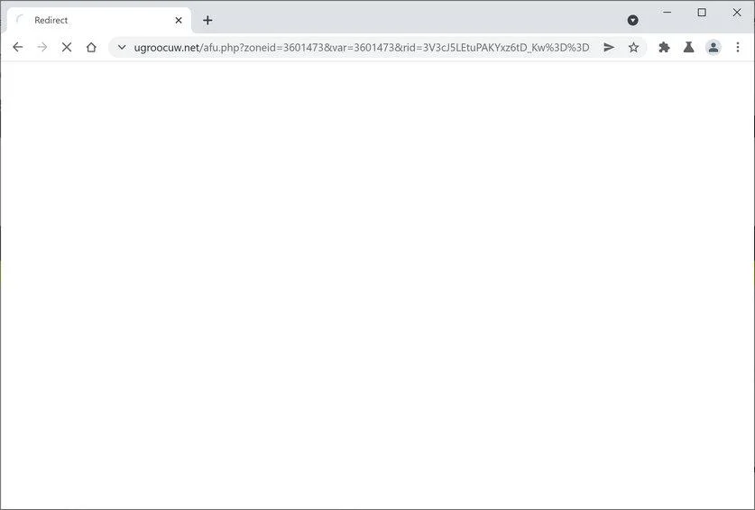 Image: Chrome browser is redirected to Ugroocuw.net