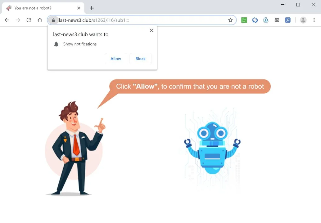 How to remove Last-news3.club pop-up ads (Virus Removal Guide) 1 Image: Chrome browser is redirected to Last-news3.club