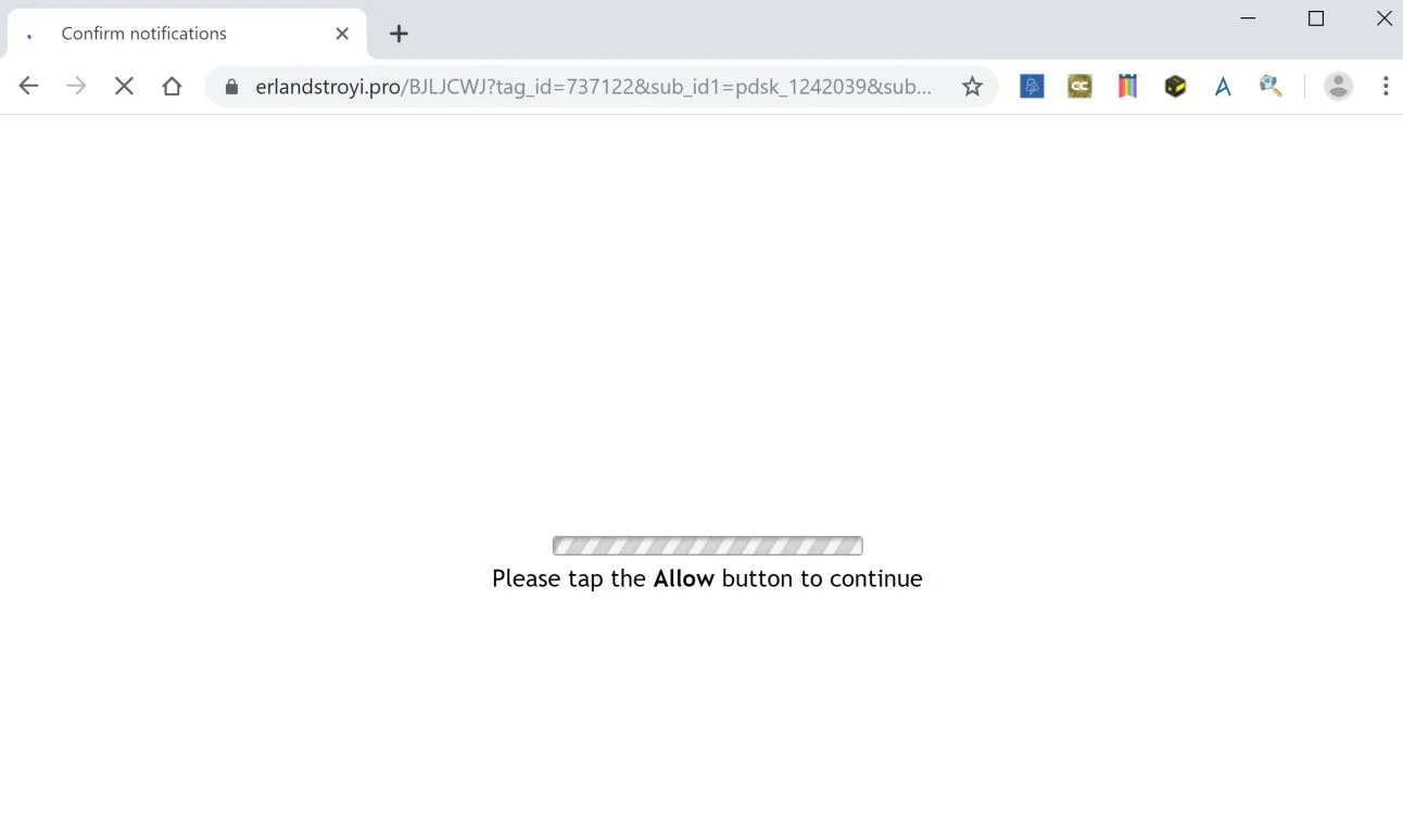 How to remove Erlandstroyi.pro pop-up ads (Virus Removal Guide) 1 Image: Chrome browser is redirected to Erlandstroyi.pro