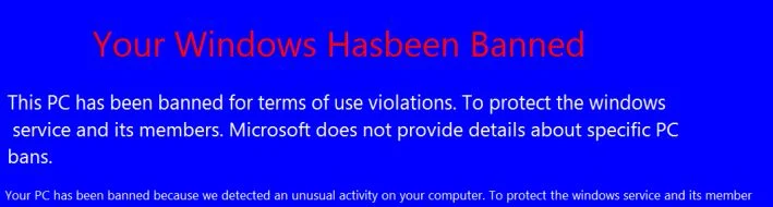 Your Windows Has Been Banned virus
