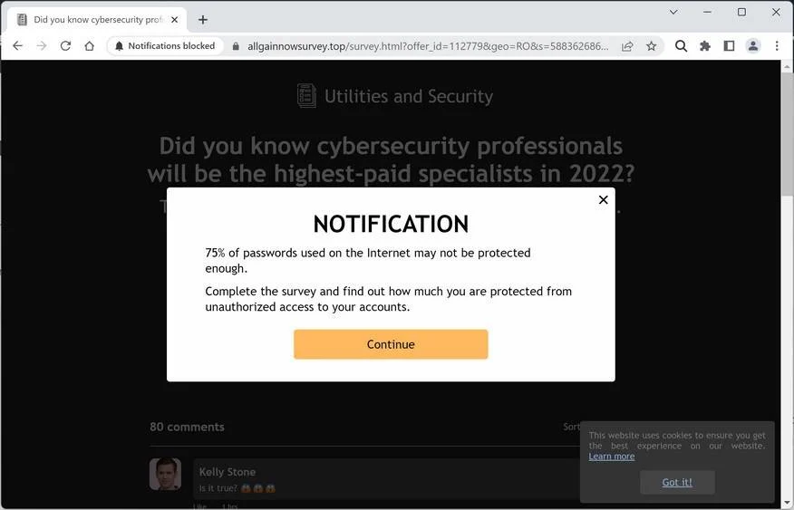 Remove Allgainnowsurvey.top Ads (Virus Removal Guide) 1 Image: Chrome browser is redirected to Allgainnowsurvey.top