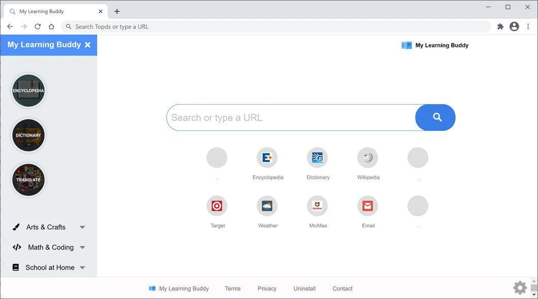 Image: Chrome browser is redirected to Search.hmylearningbuddy.co