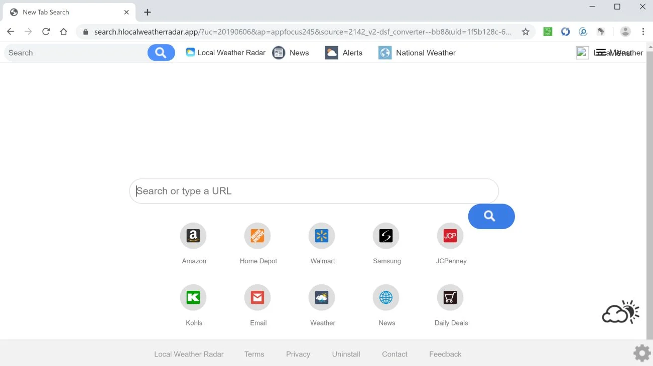 Remove Local Weather Radar browser hijacker (Virus Removal Guide) 1 Image: Google Chrome is redirected to Local Weather Radar New Tab