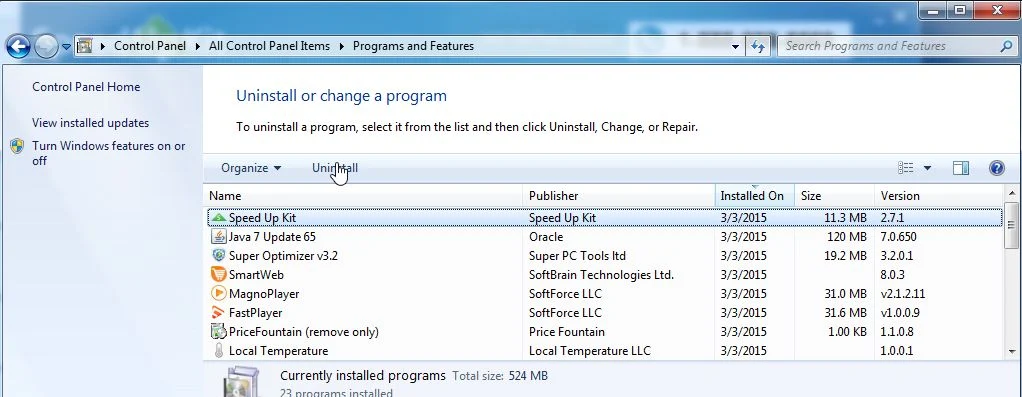 Uninstall Speed Up Kit from Windows Remove Speed Up Kit from Windows