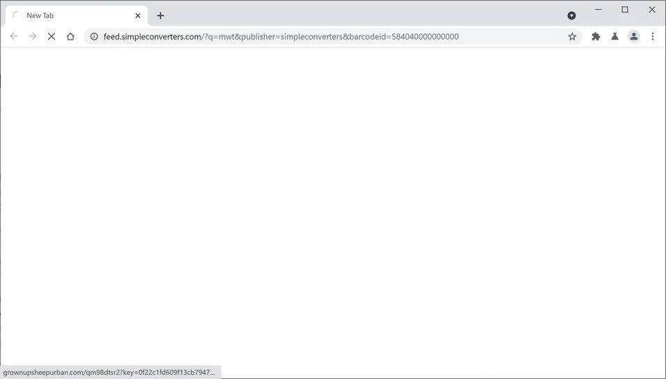 Image: Chrome browser is redirected through SimpleConverters Search