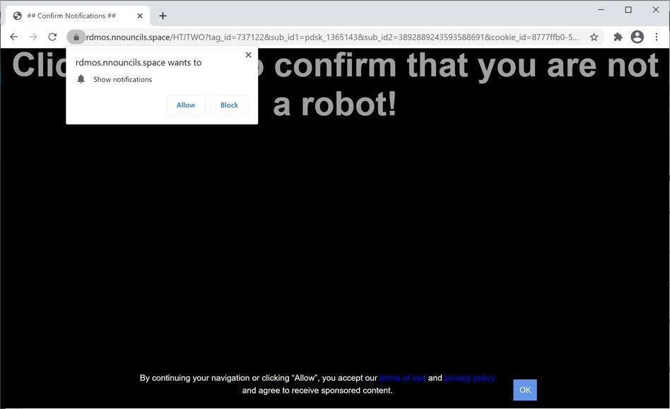 Remove Nnouncils.space pop-up ads (Virus Removal Guide) 1 Image: Chrome browser is redirected to Nnouncils.space