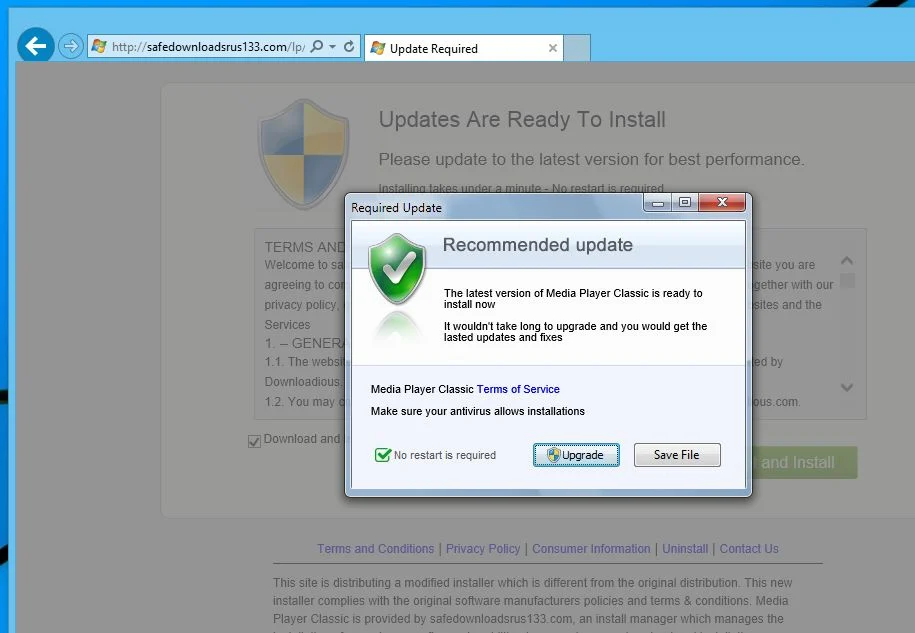 Safedownloadsrus133.com virus
