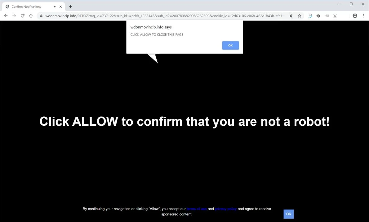 How to remove Wdonmovincip.info pop-up ads (Virus Removal Guide) 1 Image: Chrome browser is redirected to Wdonmovincip.info