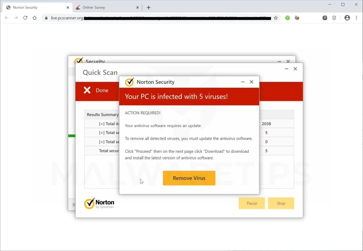 Image: Live.pcscanner.org fake error messages