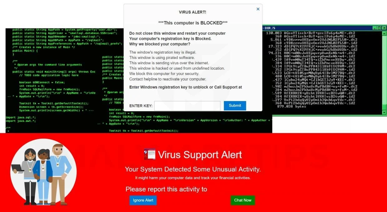 Image: Enter Windows registration key to unblock - Tech Support Scam