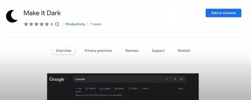 Image: Make It Dark Chrome extension